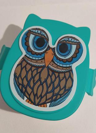 Зручний ланч бокс, ланчбокс, lunch box, lunchbox сова, пластиковий контейнер 1л у вигляді сови, бірю2 фото