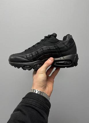 Мужские кожаные кроссовки nike air max 95 «black». рефлектив. цвет черный8 фото