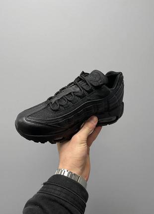 Мужские кожаные кроссовки nike air max 95 «black». рефлектив. цвет черный9 фото