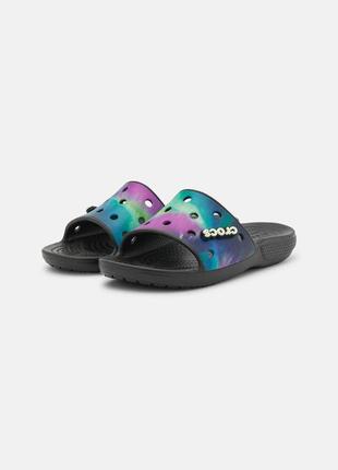 Крокс слайд черные классик мульти classic crocs slide out of this world multi / black7 фото