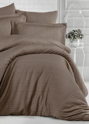 Двуспальный комплект постельного белья из страйп-сатина турция luxury st-10571 фото
