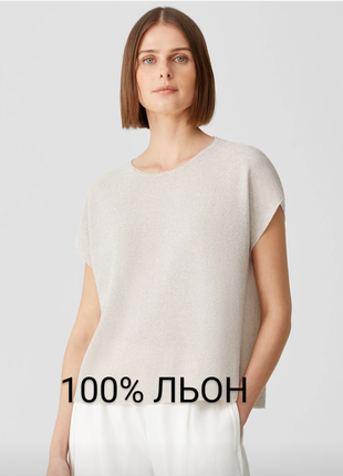 Новая нюдовая блуза 100% лен с кружевом бренда esmara u9 12-14 eur 40-421 фото
