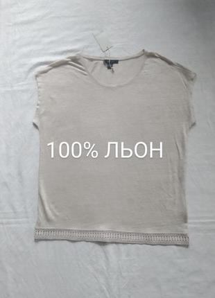 Новая нюдовая блуза 100% лен с кружевом бренда esmara u9 12-14 eur 40-422 фото