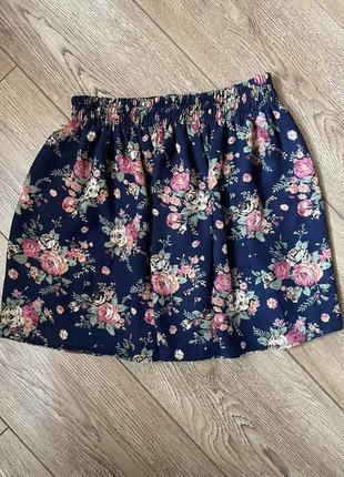 Мини юбка / мини юбка цветочный принт1 фото