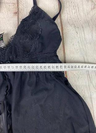 Женский пеньюар шифоновый кружевной рюши сетка черный короткий полупрозрачный ночнушка matalan6 фото