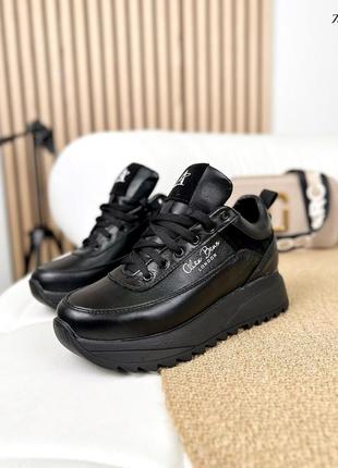 Кроссовки\b, черные, натуральная кожа/замша