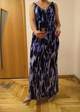 Хорошенькое цветное трикотажное платье, сарафан в пол. размер 245 фото