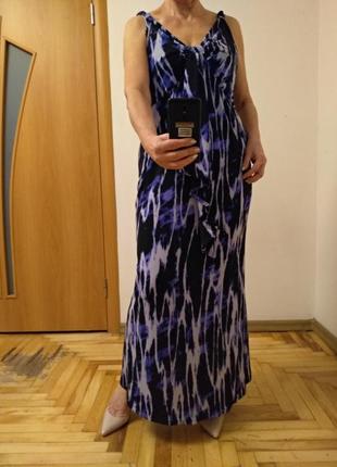 Хорошенькое цветное трикотажное платье, сарафан в пол. размер 2410 фото