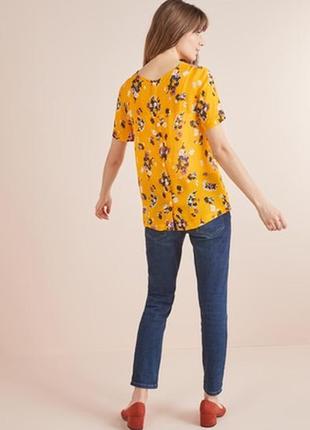 Желтая вискозная блуза некст с завязкой р-р18 цветы3 фото