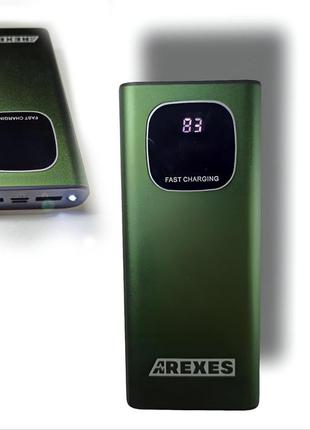 Мощный power bank arexes 20000 mah, повербанк индикация заряда, фонарь, (реальная емкость)3 фото