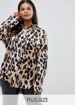 🧡🧡🧡стильна жіноча блузка, сорочка в леопардовий принт prettylittlething🧡🧡🧡