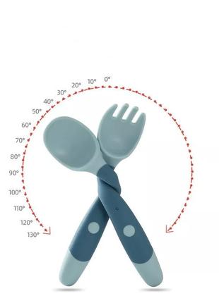 Детский силиконовый набор, ложка и вилка для малышей5 фото