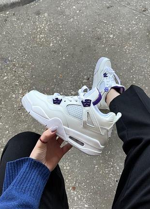 Кросівки nike air jordan 4 white/violet