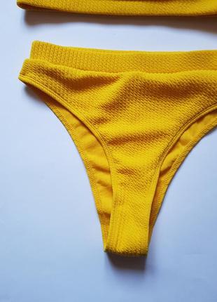 Стильный женский купальник в рубчик zaful, раздельный купальник zaful, желтый купальник бикини6 фото