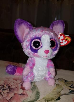 Ty beanie babies глазастик розовый лемур becca 15 см оригинал