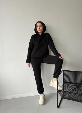 Класний теплий спортивний костюм худі та штани на флісі, теплий костюм с начісом кофта з капюшоном та джоггери