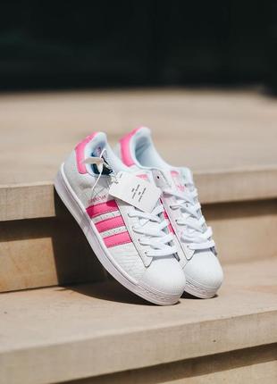 Женские кроссовки adidas superstar white pink 36-37-38-40