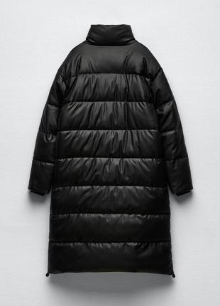 Пуховик из искусственной кожи от zara.8 фото