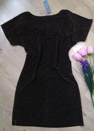 Платье e-vie нарядное черное мерцающее/коктейльное вечернее платье блестящее золотистое3 фото