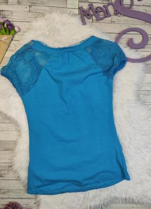 Жіноча блузка pink fly блакитна футболка з принтом з намистинами та паєтками рукав гіпюр розмір 44 s4 фото