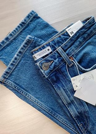 Синие джинсы момы zara джинсы mom fit зара высокая посадка талии высокие скинни прямые skinny bootcut