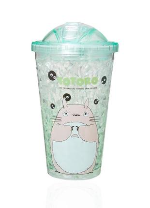 Склянка із пластику totoro з подвійними стінками 450 мл колір зелений