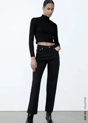 Жіночі чорні джинси zara  широкі прямі  р. eur 40/ uk 311 фото