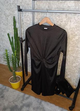 Черное платье мини в рубчик размер m l от pimkie