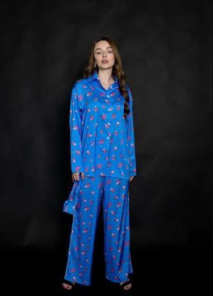 Шелковая пижама шелковый пижамный комплект костюм2 фото