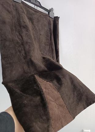 Юбка а - силуэта замшевая с клиньями шоколадного цвета, arma,l4 фото