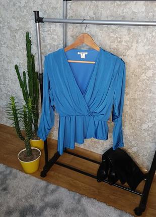 Голубая блуза на запах размер s от h&amp;m