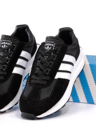 Чоловічі  чорно-білі замшеві кросівки весна літо adidas retropy e5 🆕 адідас