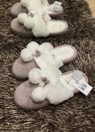 Теплые стильные комнатные тапочки f&f