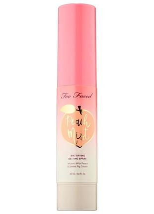 Матирующий спрей-фиксатор too faced peach mist mattifying setting spray, 30 мл