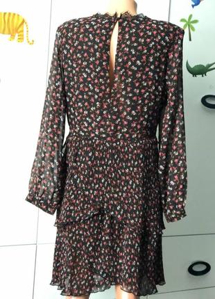 Легка сукня з шифону в квітковий принт з спідницею  плісе topshop розмір 14 eur 426 фото