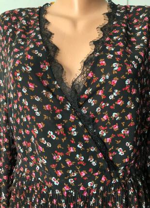 Легкое платье из шифона в цветочный принт с юбкой плиссе topshop размер 14 eur 427 фото