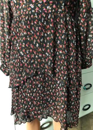 Легка сукня з шифону в квітковий принт з спідницею  плісе topshop розмір 14 eur 429 фото