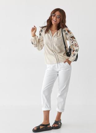 Женская блузка с вышивкой с длинными рукавами. рубашка вышиванка5 фото