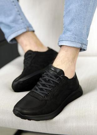 Стильные кроссовки, портящие ботинки кожаные черные мужские (весна/осень/деми/демисезонные) для мужчин, удобные, комфортные,стильные