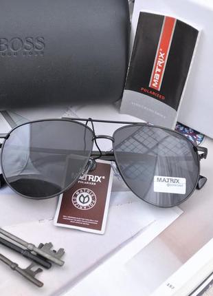 Фирменные солнцезащитные мужские очки matrix polarized mt8429 капля авиатор с шорой