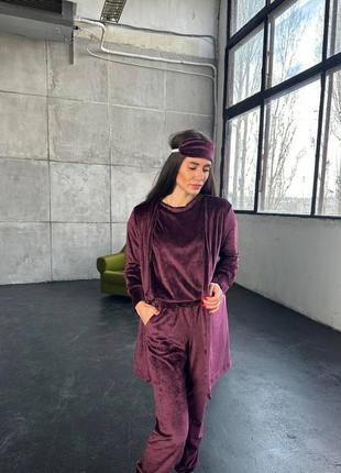 Женская велюровая пижама 5в1
