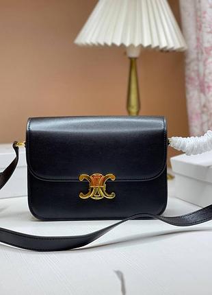 Сумка жіноча чорна шкіряна маленька брендова у стилі селін celine кросбоді