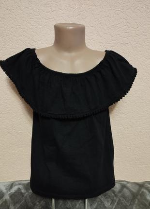Блуза летняя черная,открытые плечи, хлопок для девочки 11-12роков, рост 152см от primark1 фото