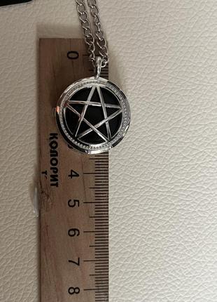 Черный натуральный камень агат в пентаграмме защитный амулет