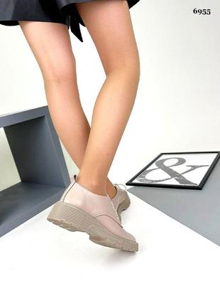 Стильні шкіряні жіночі демі туфлі на шнурівці сlassic 💛💙🏆8 фото