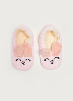 30 - 32р новые фирменные домашние тапочки тапочки носки для девочек с вышивкой котик lc waikiki1 фото