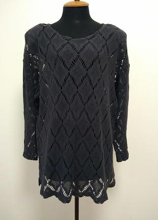 Ажурный свитер ровного покроя ромбы р.xxl.