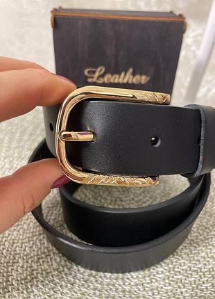 Ремень пояс женский кожаный / ремень пояс женский черный