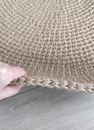 Круглый ковер из джута. натуральный плетеный коврик.