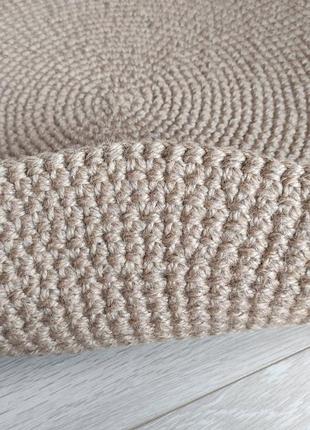 Круглий килим із джуту. натуральний плетений килимок.8 фото